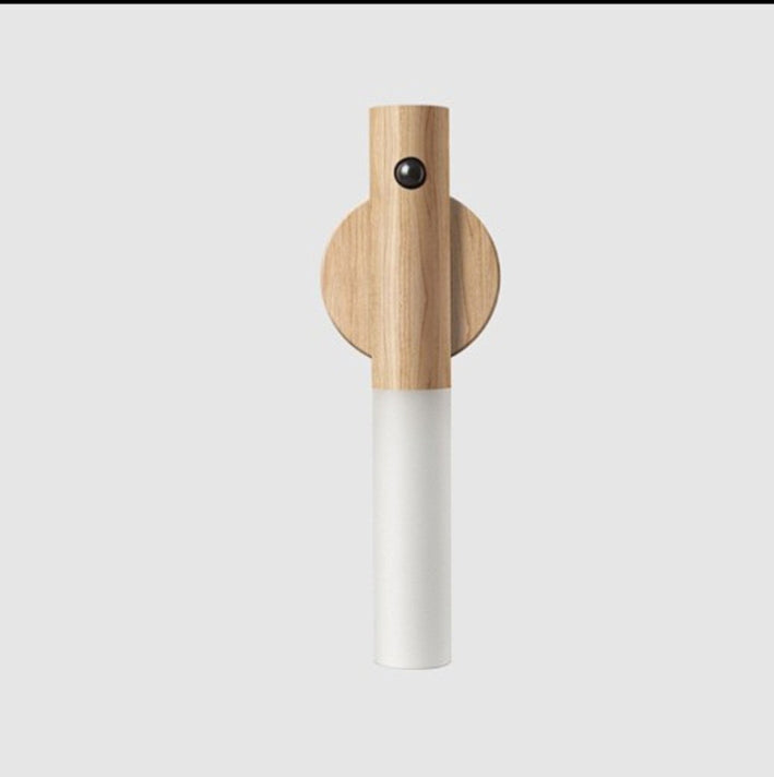 Lampă Nocturnă LED cu Senzor de Mișcare – Lemn Natural, USB, Magnetică